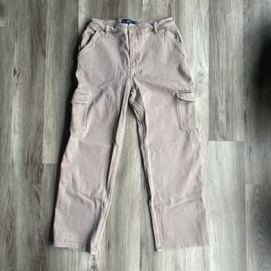 Hollister Ultra High-Rise Dad Jean Cargo Pants Brown Women's 12R‎ 31 Hipster